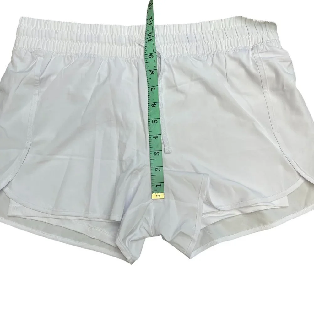 Velocity Women White Lined Shorts Drawstring Pull On Athletic Lifestyle New L - Picture 3 of 10